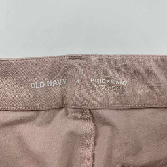 Old Navy Pink Bamboo Stretch Canvas High Rise Skinny Pixie Pant 4 - Picture 3 of 7